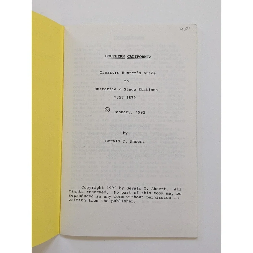 Southern California Treasure Hunter's Guide Butterfield Stage Stations Booklet